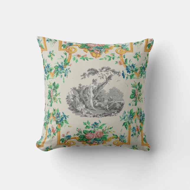 Frans Rococo François Boucher Vignet Pattern Kussen (Voorkant)