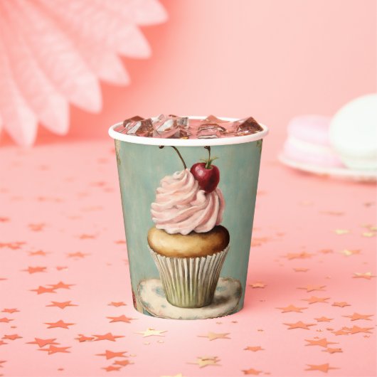Frans roze cupcake verjaardagstheefeest Papieren Bekers (Insitu)