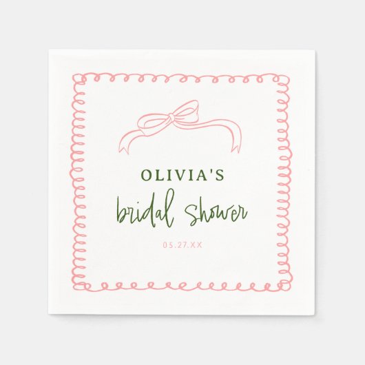 Frans Roze en Groen Kleurrijk Vrijgezellenfeest Servet (Voorkant)