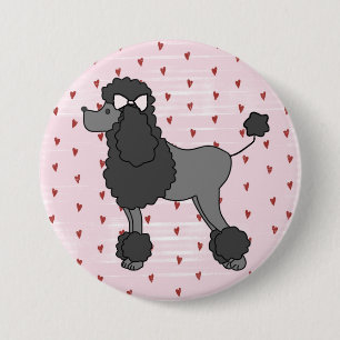 Frans Roze Poodle Pin Ronde Button 7,6 Cm