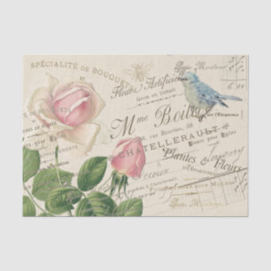  Frans Roze Roze Blauwe Vogelbijen Collage Tissuepapier