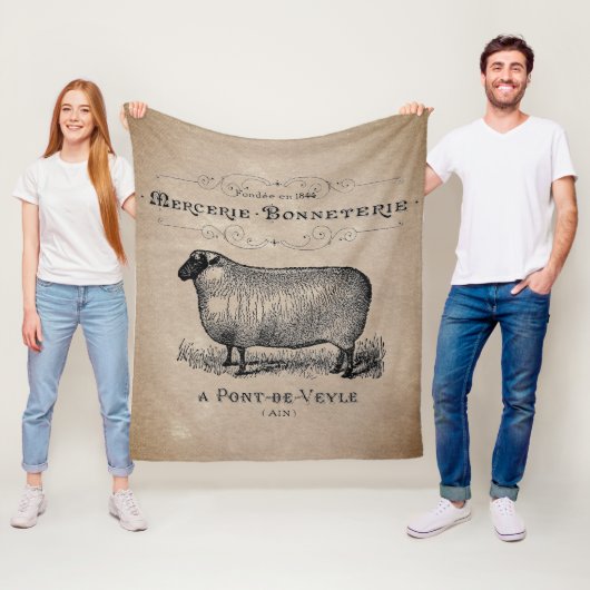  Frans schaap oud Muslin Farmhouse Rustic Fleece Deken (In situ)