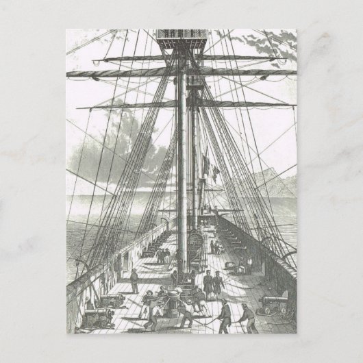 Frans Schip van de lijn 1800 op het dek Briefkaart (Voorkant)