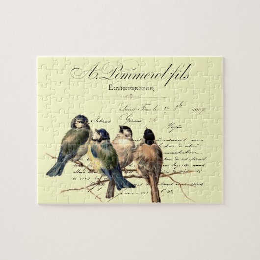 Frans schrijven en vogels Legpuzzel (Horizontaal)