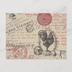  Frans Schrijven Paris Rooster typografie Briefkaart