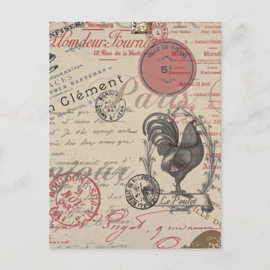  Frans Schrijven Paris Rooster typografie Briefkaart (Voorkant)