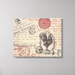 Frans Schrijven Paris Rooster typografie Canvas Afdruk
