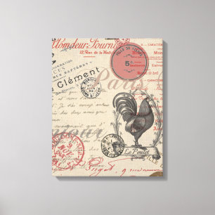 Frans Schrijven Paris Rooster typografie Canvas Afdruk