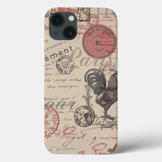 Frans Schrijven Paris Rooster typografie Case-Mate iPhone Case (Achterkant)