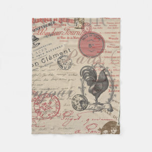  Frans Schrijven Paris Rooster typografie Fleece Deken
