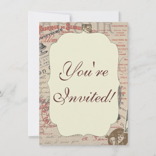  Frans Schrijven Paris Rooster typografie Kaart (Voorkant)