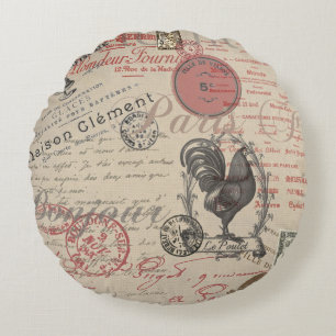  Frans Schrijven Paris Rooster typografie Rond Kussen