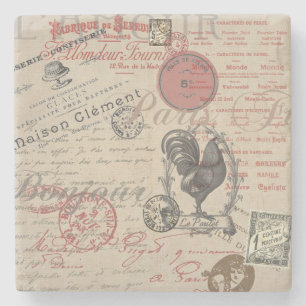  Frans Schrijven Paris Rooster typografie Stenen Onderzetter