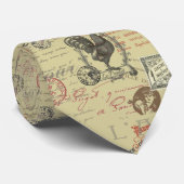 Frans Schrijven Paris Rooster typografie Stropdas (Opgerold)