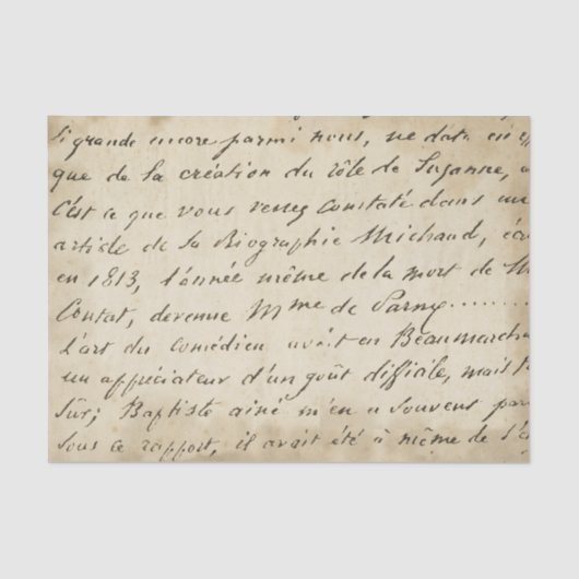 Frans Script Aged Paper -weefselpapier Tissuepapier (Voorkant)