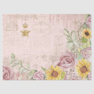 Frans  Script Bloemen Zonnebloem Waterverf Tissuepapier