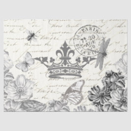 Frans Script  Floral Paris Dragonfly Crown Tissuepapier