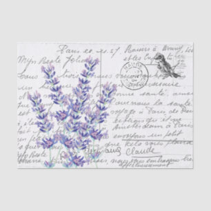 Frans Script  Lavender Bird Briefkaart Tissuepapier