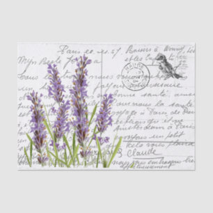 Frans Script Lavender Bird Briefkaart Tissuepapier