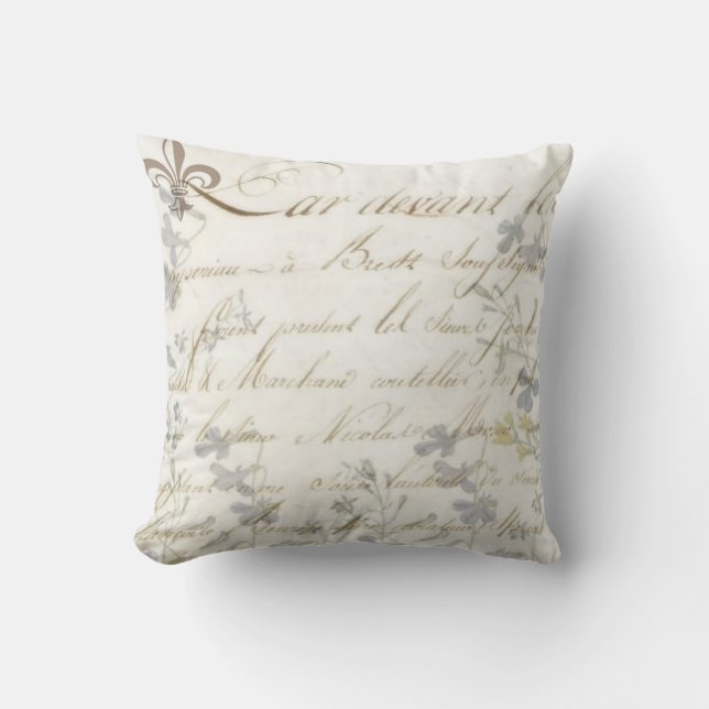 Frans Script Le Fleur Bluebells Pillow Kussen (Voorkant)