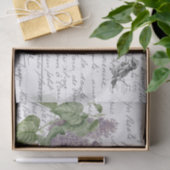 Frans Script  Lila Floral Bird Briefkaart Tissuepapier (Geschenk)