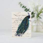  Frans Script Peacock Briefkaart (Staand voorkant)