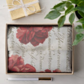 Frans Script Red Rose Floral Weefselpapier Tissuepapier (Geschenk)