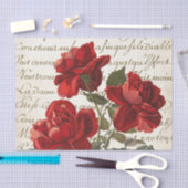 Frans Script Red Rose Floral Weefselpapier Tissuepapier (Craft)