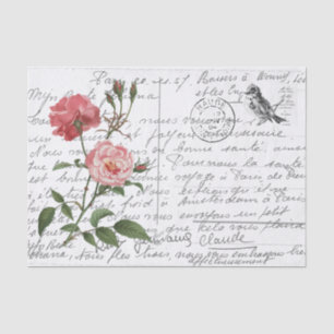 Frans Script Roos Bird Briefkaart Tissuepapier