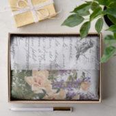 Frans Script  Roos Lavender Bird Briefkaart Tissuepapier (Geschenk)