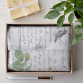 Frans Script Roze Cumberland Roos Bird Briefkaart Tissuepapier (Geschenk)