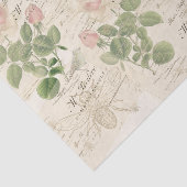 Frans Script Roze Rose Bird Bee Collage Tissuepapier (Detail)