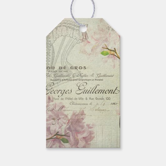  Frans Script Shabby Flowers Chic Corset Cadeaulabel (Voorkant)