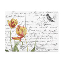 Frans Script  Tulip Bird Briefkaart