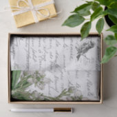 Frans Script  White Flower Bird Briefkaart Tissuepapier (Geschenk)