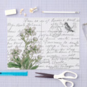 Frans Script  White Flower Bird Briefkaart Tissuepapier (Craft)