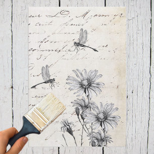 Frans script Wildbloem Dragonfly Ontwerpen Tall Tissuepapier