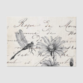 Frans Script Wildflower Dragonfly Decoupage Set 1 Tissuepapier