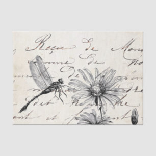 Frans Script Wildflower Dragonfly Decoupage Set 1 Tissuepapier