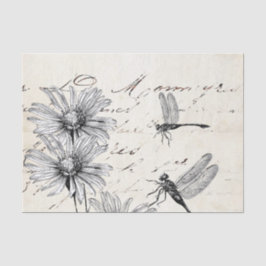 Frans Script Wildflower Dragonfly Decoupage Set 2 Tissuepapier