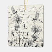 Frans Script Wildflower Dragonfly kerstdecor Keramisch Ornament (Links)