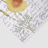 Frans Script  Yellow Poppy Bird Briefkaart Tissuepapier (Detail)