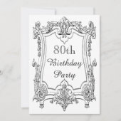 Frans Scroll 80th Birthday Dubbelzijdig Kaart (Voorkant)