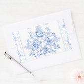 Frans, shabby, , bleek blauw, wit, chic, rechthoekige sticker (Envelop)