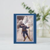 Frans Soldaat over Skis in Alpen - Les Diables Ble Briefkaart (Staand voorkant)