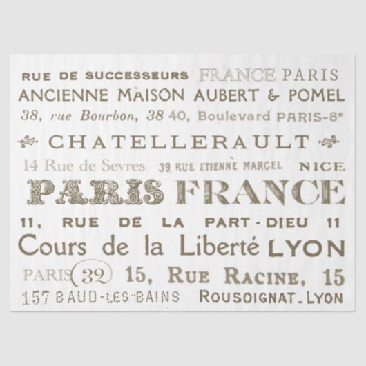  Frans Stad Names Paris Collage Tissuepapier (Voorkant)