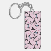 Frans stijlgeperst kleed papier met elastische tow sleutelhanger (Voorkant Links)