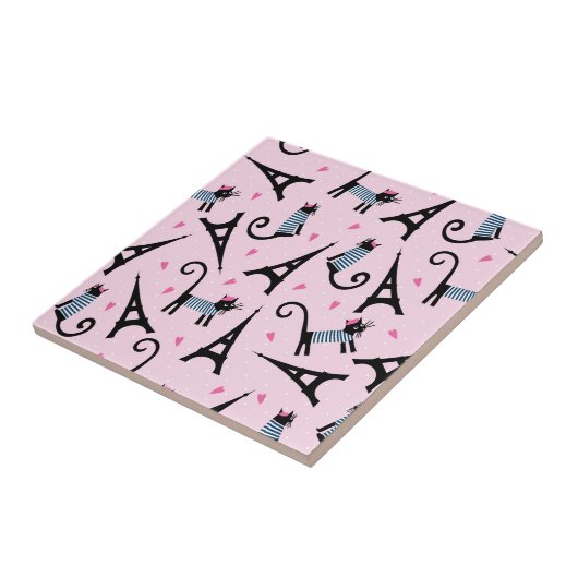 Frans stijlgeperst kleed papier met elastische tow tegeltje (Zijkant)