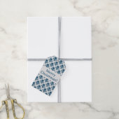 Frans tapijt blauw op wit cadeaulabel (Met Touw)