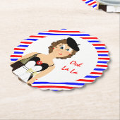 Frans thema kaas en wijn Onderzetter vun papier (Gekanteld)